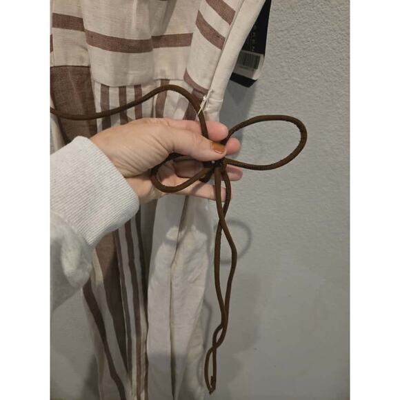 Weekend Max Mara Women's Striped Linen Midi Dress Size 6 Multicolor Brown White - Picture 4 of 12